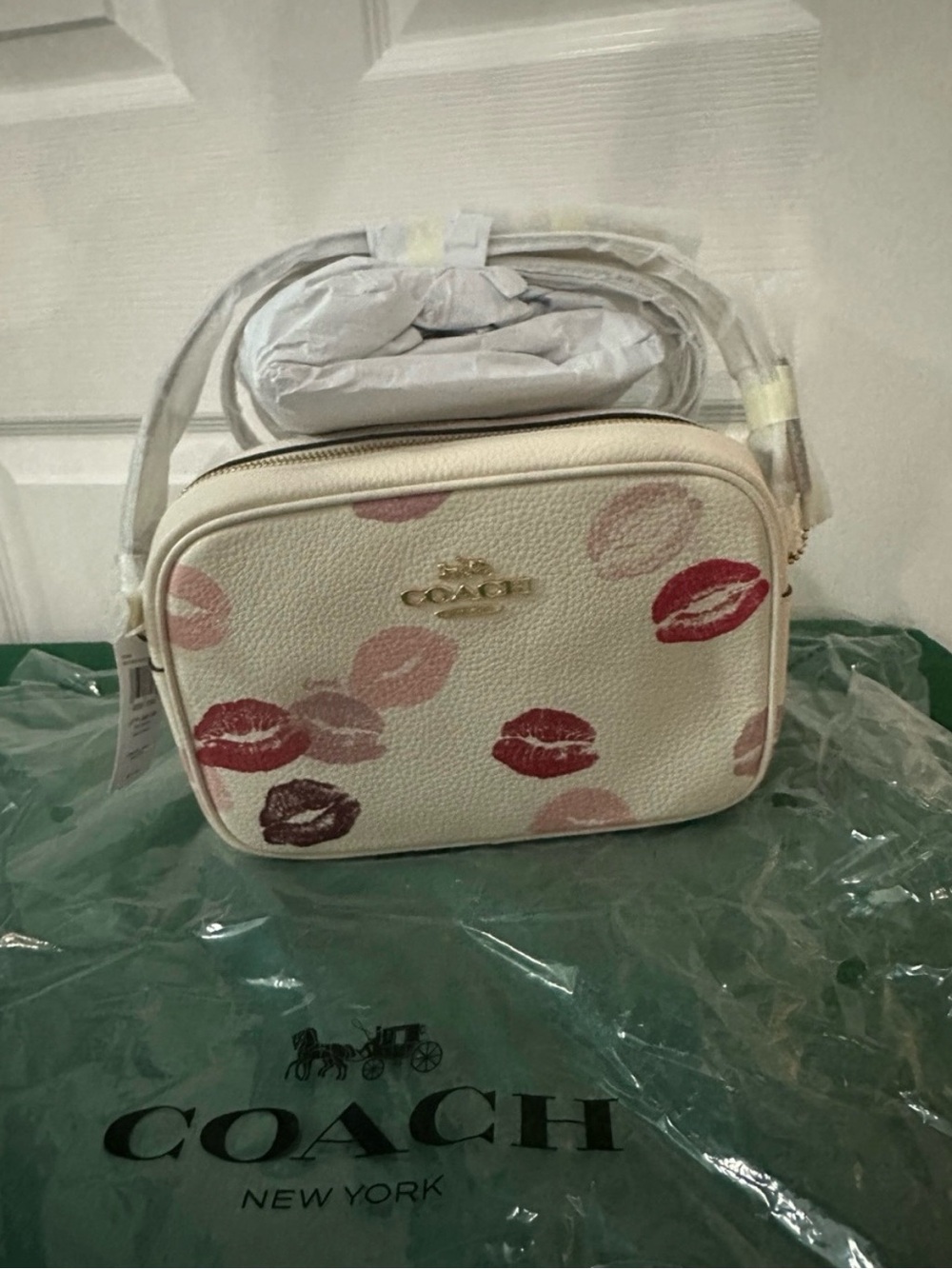 Coach kiss print accents crossbody